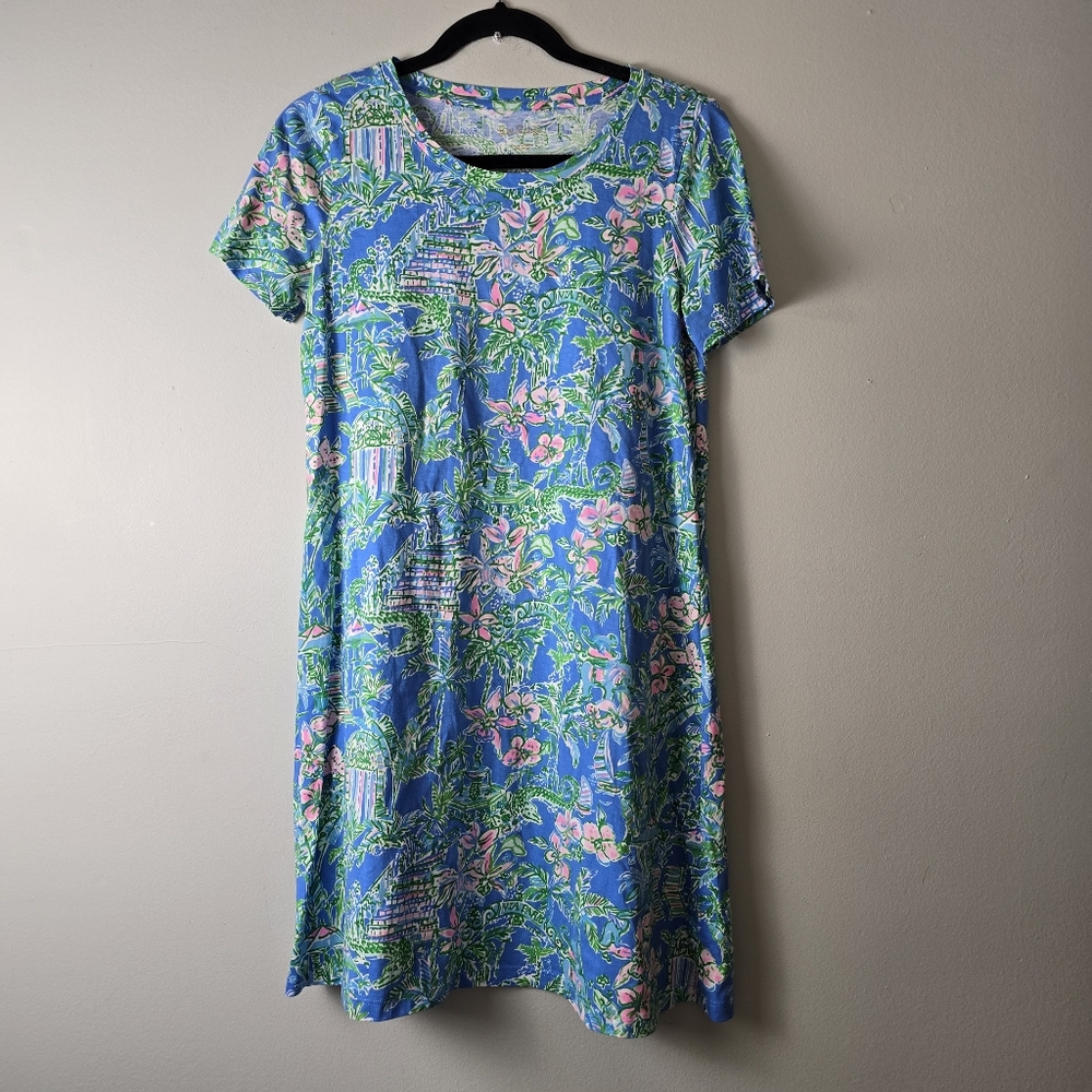 Lilly Pulitzer Cody Blue and Green Floral Midi Dress